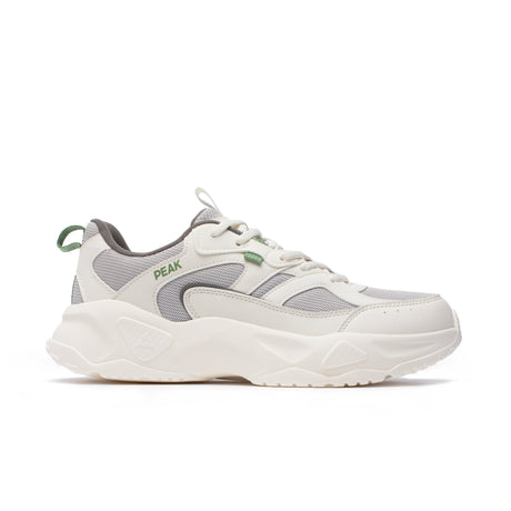 PEAK Trendy Flex casual shoes in white and grey for men, lifestyle style with modern design and comfortable fit