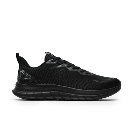 PEAK Horizon Runner running shoes in dark black for men with thick sole and technical design, ideal for running and daily wear