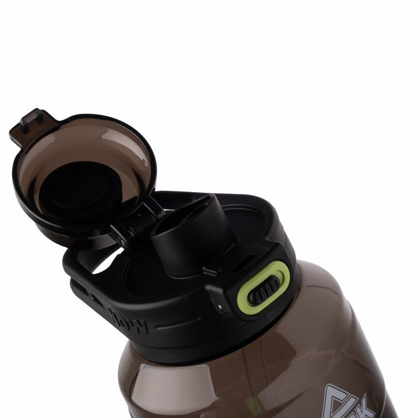 PEAK sport water bottle in black with secure cap and side handle, lightweight for training and everyday use