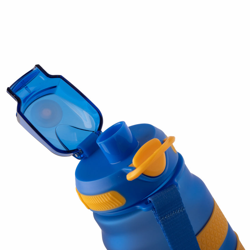 PEAK sport water bottle in blue with secure cap and side handle, lightweight for training and everyday use