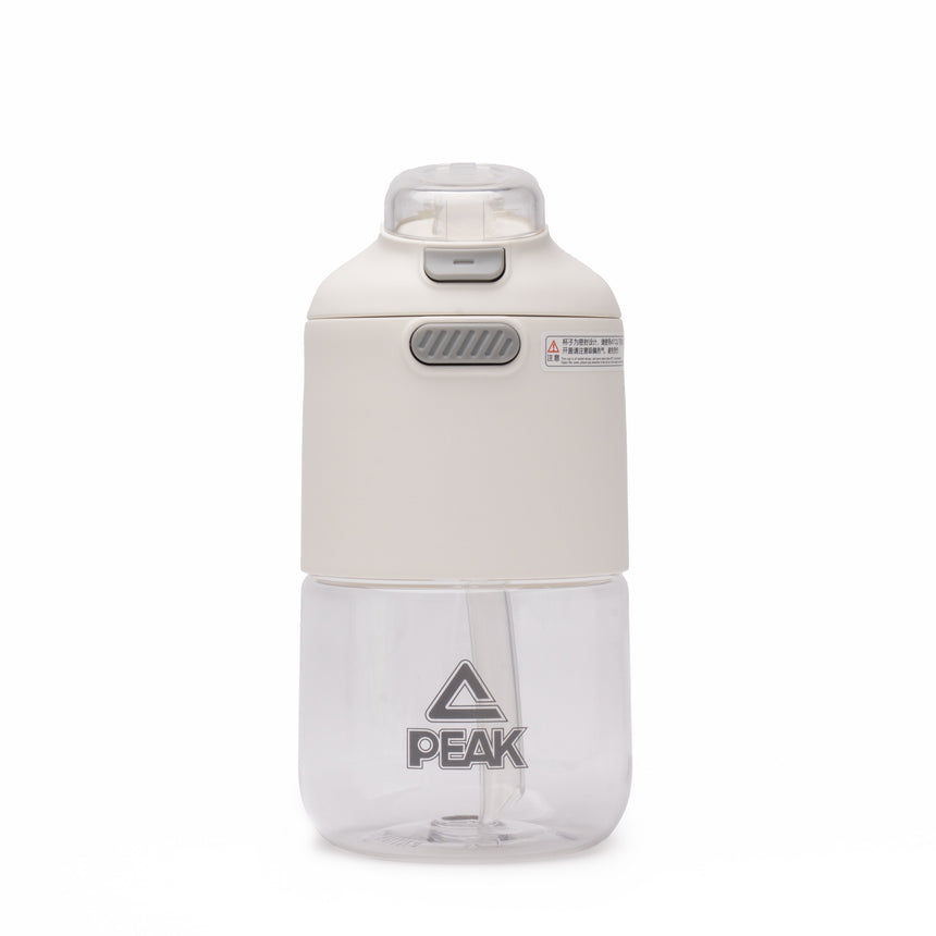 PEAK sport water bottle in white with secure cap and side handle, lightweight for training and everyday use