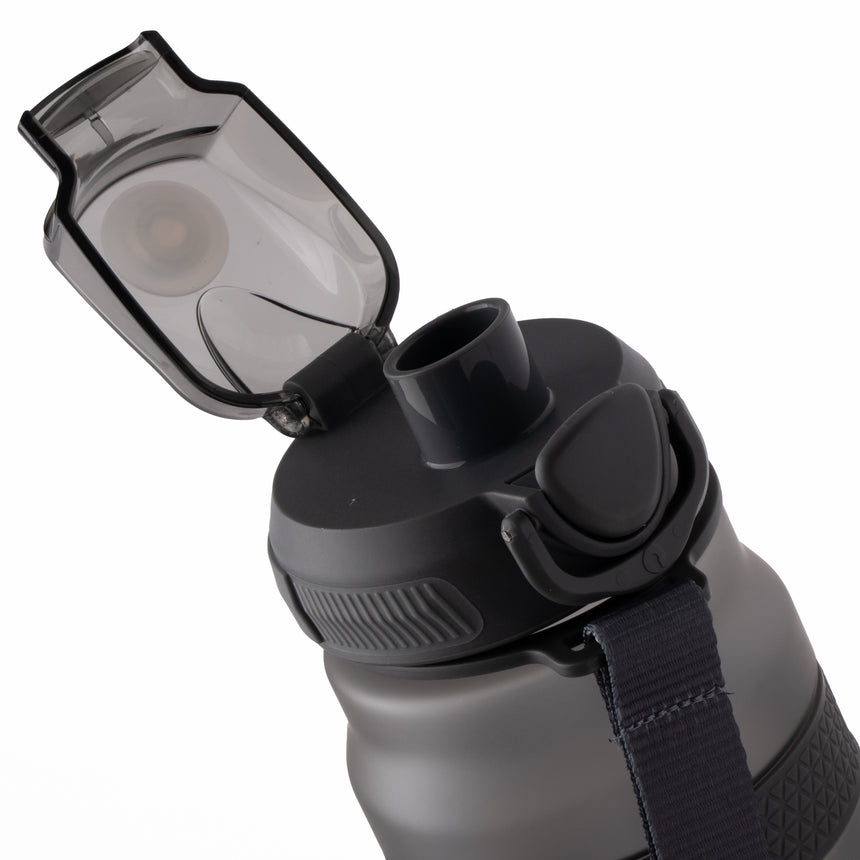 PEAK sport water bottle in gray with secure cap and side handle, lightweight for training and everyday use