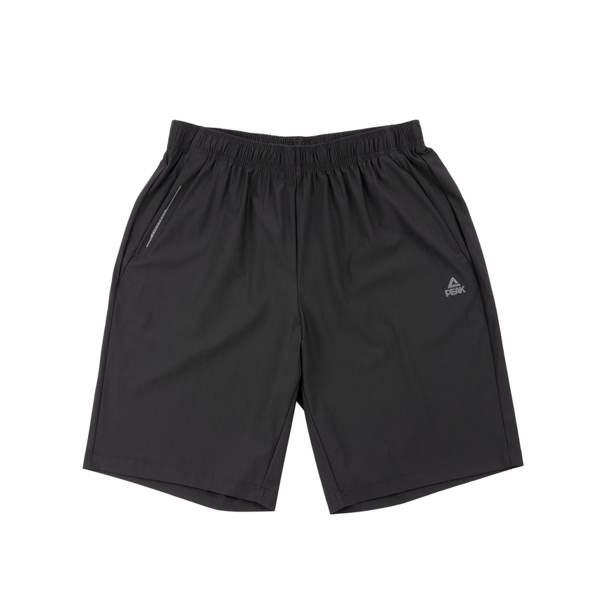 Short noir Peak pour homme, coupe sportive avec taille élastique et poches latérales, idéal pour l’entraînement et le quotidien
