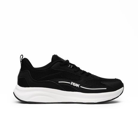 Baskets de running Peak pour homme en noir et blanc, légères et respirantes, avec semelle confortable pour le sport et la marche quotidienne