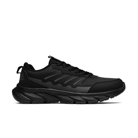 Sneakers Peak Urban Glide pour homme, coloris noir intégral. Design dynamique avec semelle épaisse et tige respirante pour un confort durable et un style moderne au quotidien.