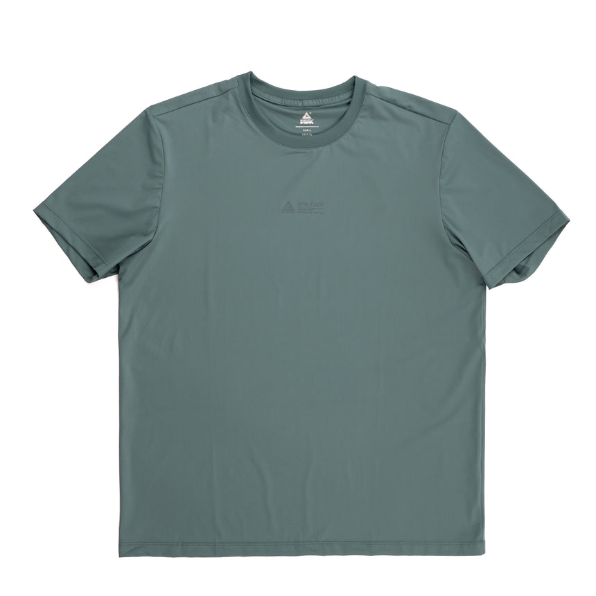 T-shirt de sport Peak pour homme, couleur vert kaki, à col rond et coupe classique, idéal pour l’entraînement et le quotidien.