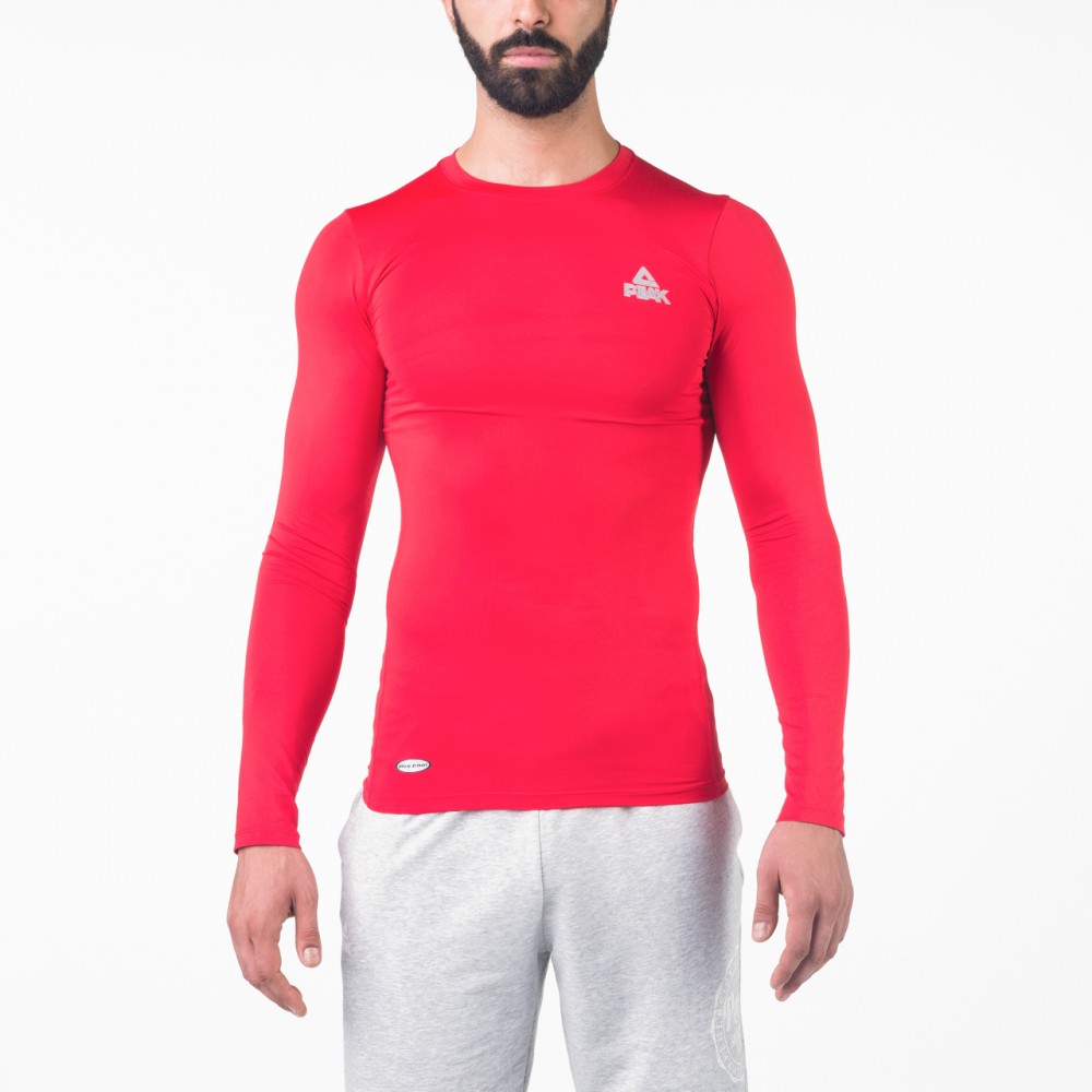 t-shirt peak cool manche longue rouge pour entrainement et fitness homme tunisie