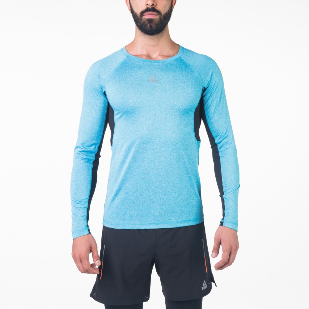 t-shirt aerod long sleeve bleu noir pour fitness et musculation - vêtements homme