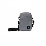 Grey PEAK crossbody athletic bag with black adjustable strap and front zipper pocket, displayed on a clean white background