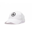 PEAK black trucker cap with mesh back and embroidered round patch on front, unisex style for sports and daily wear