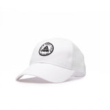 PEAK black trucker cap with mesh back and embroidered round patch on front, unisex style for sports and daily wear