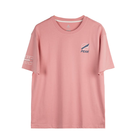 t-shirt PEAK rose avec logo sur la poitrine et imprimé sur la manche, coupe droite, tissu doux et respirant.