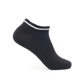 Chaussette basse PEAK noire avec bande blanche, en coton respirant et extensible, offrant confort, maintien et discrétion pour le sport ou un usage quotidien.