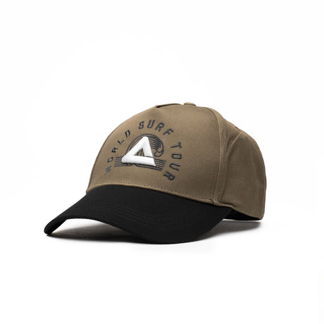 PEAK black trucker cap with mesh back and embroidered round patch on front, unisex style for sports and daily wear