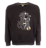 Sweat noir PEAK Shooter pour homme, col rond, imprimé joueur de basketball et logo PEAK sur la poitrine – style urbain, chaud et confortable pour sport ou casual.