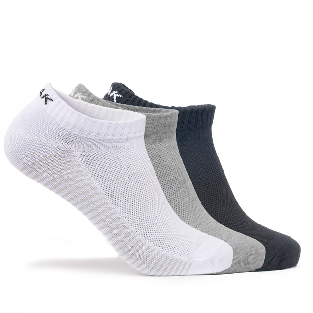 Lot de chaussettes basses PEAK en coton respirant, couleurs assorties blanc, gris et noir, offrant confort, maintien et douceur pour le sport ou le quotidien.