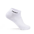 White low-cut PEAK sports sock with ribbed texture and black PEAK logo, displayed on a clean white background