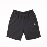 Short noir Peak pour homme, coupe sportive avec taille élastique et poches latérales, idéal pour l’entraînement, le running ou une tenue décontractée.
