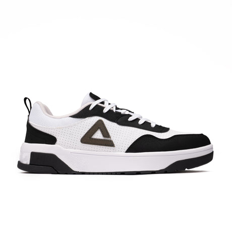 Baskets Peak pour homme en blanc et noir, design sport chic avec empiècements en cuir synthétique et semelle robuste, idéales pour un look urbain et confortable