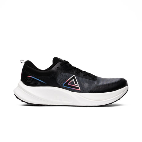Baskets de running Peak pour homme en noir et blanc, au design moderne et semelle légère, idéales pour la course à pied et les entraînements quotidiens.
