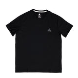 T-shirt noir Peak pour homme à col rond, coupe droite légère et confortable, idéal pour le sport ou le quotidien.
